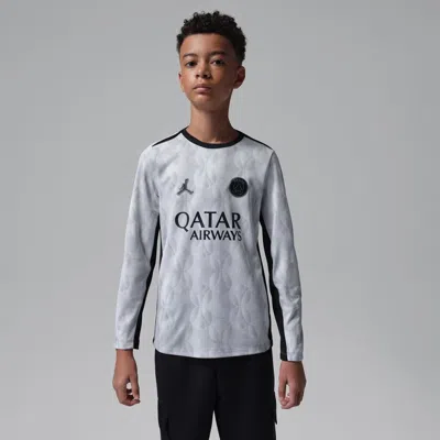 Jordan Brand Kids' Youth   Gray Paris Saint-germain Long Sleeve Pre-match Dri-fit Top
