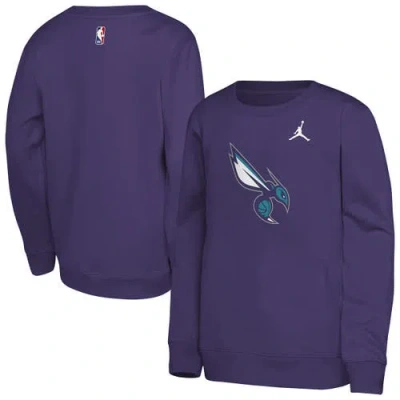 Jordan Brand Kids' Youth  Purple Charlotte Hornets Courtside Statement Edition Sweatshirt In Multi