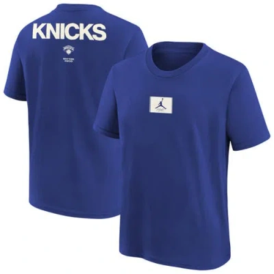 Jordan Brand Kids' Youth   Royal New York Knicks Courtside Statement 85 T-shirt In Blue