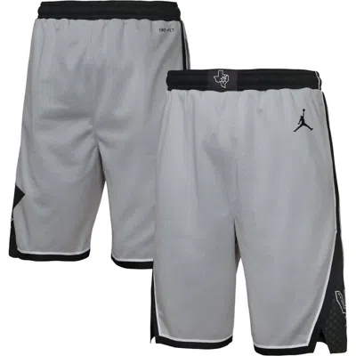 Jordan Brand Youth   Silver San Antonio Spurs Authentic Statement Edition Swingman Shorts In Gray