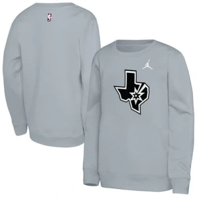 Jordan Brand Kids' Youth  Silver San Antonio Spurs Courtside Statement Edition Sweatshirt In Gray