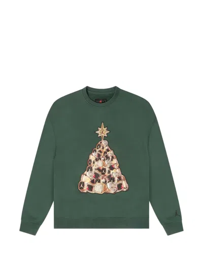 Jordan Holiday Tree Graphic Sweatshirt In Green