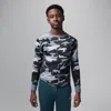 Jordan Brooklyn Essentials Big Kids' Camo Long Sleeve Top In Grey