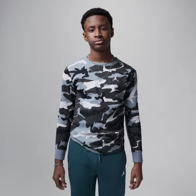 Jordan Brooklyn Essentials Big Kids' Camo Long Sleeve Top In Grey