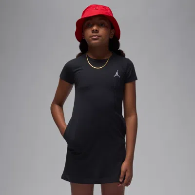 Jordan Kids' Stretch Cotton Blend T-shirt Dress In Black