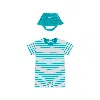 Jordan Baby Short Sleeve Romper With Bucket Hat In Green