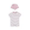 Jordan Baby Short Sleeve Romper With Bucket Hat In Pink