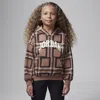 Jordan Brooklyn Essentials Little Kids' Plaid Print Pullover Hoodie In Brown