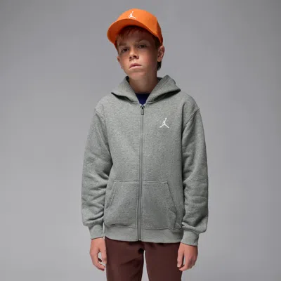 Jordan Brooklyn Fleece Big Kids' Full-zip Hoodie In Gray