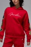 Jordan Brooklyn Fleece Graphic Hoodie In Gym Red/white