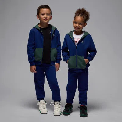 Jordan Brooklyn Fleece Little Kids' 2-piece Full-zip Hoodie Set In Blue