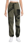 Jordan Brooklyn Fleece Print Sweatpants In Medium Olive/black
