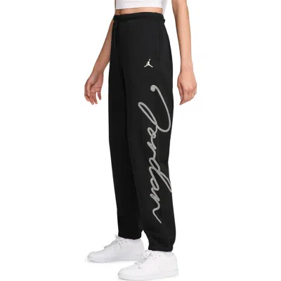 Jordan Brooklyn Fleece Rhinestone Logo Sweatpants In Black