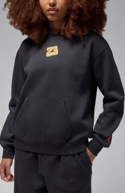 Jordan Brooklyn Gel Oversize Pullover Hoodie In Off Noir/gym Red