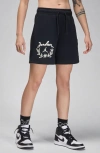 Jordan Brooklyn Graphic Sweat Shorts In Black/ Sail