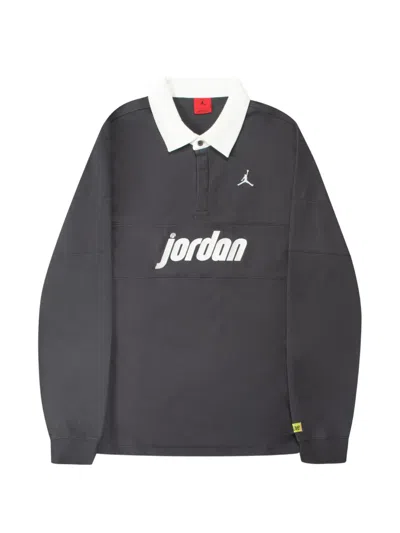 Jordan Brooklyn Long-sleeve Polo Shirt In Gray