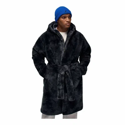 Jordan Brooklyn Men's Faux Fur Robe In Black
