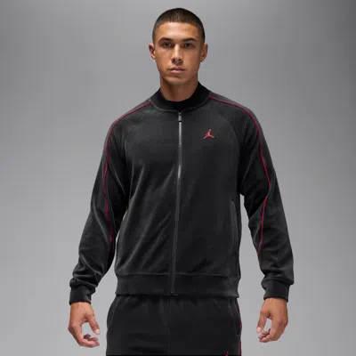 Jordan Brooklyn Men's Velour Tracksuit Jacket In Black