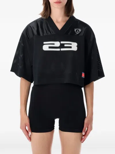Jordan Brooklyn Mesh-panel Cropped T-shirt In Black