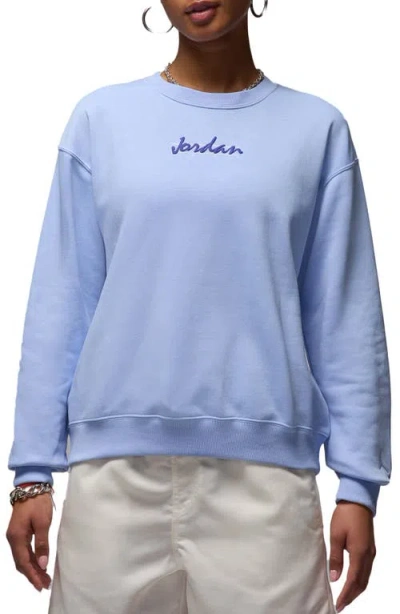 Jordan Brooklyn Oversize Fleece Crewneck Sweatshirt In Blue