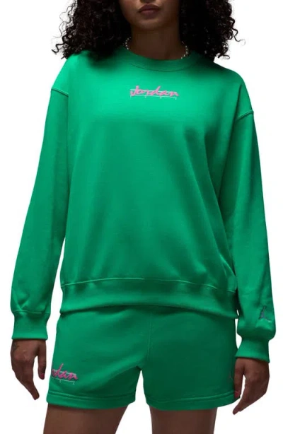 Jordan Brooklyn Oversize Fleece Crewneck Sweatshirt In Green