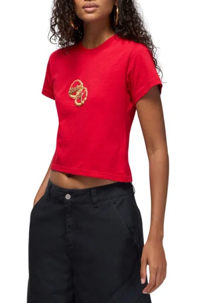 Jordan Brooklyn Puffy Graphic Tee In Red