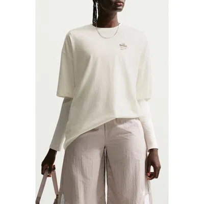 Jordan Café Swoosh Oversize Cotton Graphic T-shirt In White