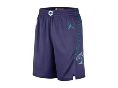 Pre-owned Jordan Charlotte Hornets Statement Edition Shorts In Purple/white/teal In Multi