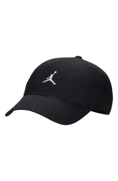 Jordan Club Adjustable Unstructured Hat In Black/ Black/ White