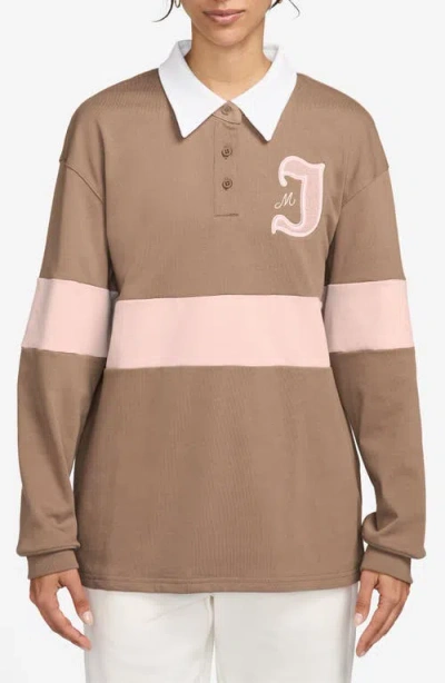 Jordan Colorblock Long Sleeve Rugby Shirt In Brown