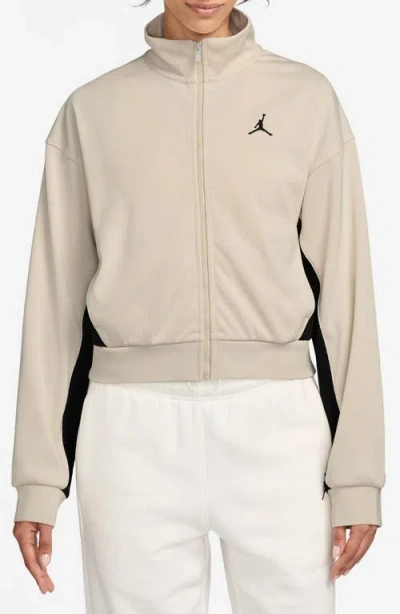 Jordan Core Knit Jacket In Legend Light Brown/black