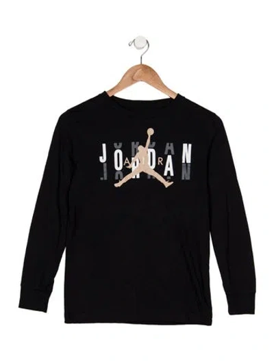Pre-owned Jordan Kids' Cotton Black And Multicolor Patterned Casual Long Sleeve Shirt