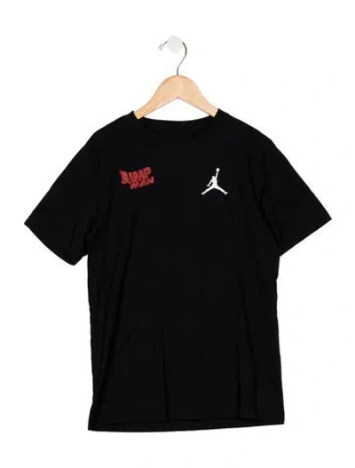 Pre-owned Jordan Kids' Cotton Black And Multicolor Patterned Casual Short Sleeve T-shirt