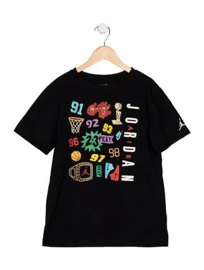 Pre-owned Jordan Kids' Cotton Black Patterned Casual Short Sleeve T-shirt