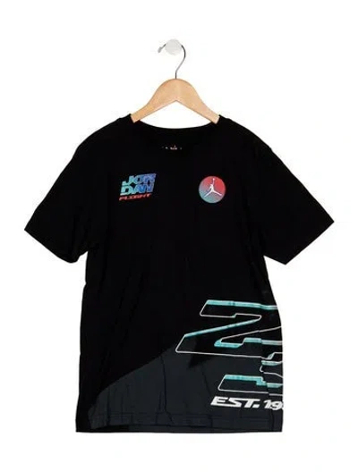 Pre-owned Jordan Kids' Cotton Black Patterned Casual Short Sleeve T-shirt
