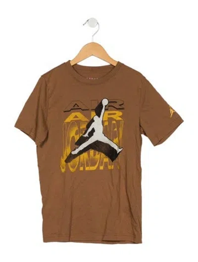 Pre-owned Jordan Kids' Cotton Graphic T-shirt In Brown