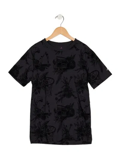 Pre-owned Jordan Kids' Cotton Grey And Black Patterned Casual Short Sleeve T-shirt