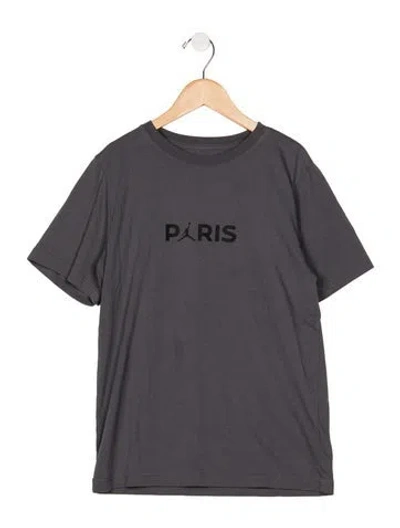 Pre-owned Jordan Kids' Cotton Grey And Black Patterned Casual Short Sleeve T-shirt