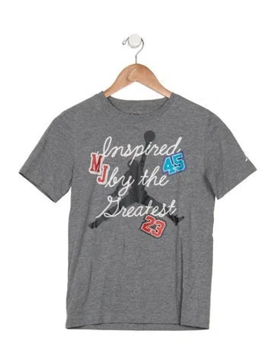 Pre-owned Jordan Kids' Cotton Grey And Multicolor Patterned Graphic Short Sleeve T-shirt