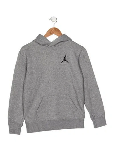 Pre-owned Jordan Kids' Cotton Grey Casual Hoodie With Branding Embroidery On Front
