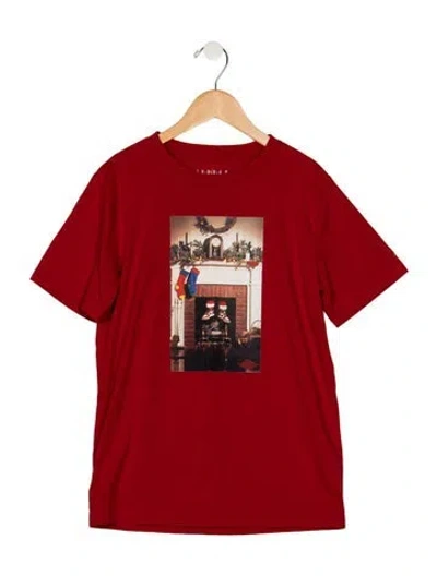 Pre-owned Jordan Kids' Cotton Red And Multicolor Patterned Casual Short Sleeve T-shirt