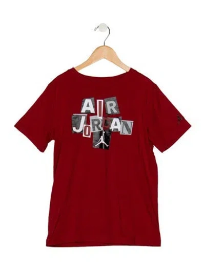 Pre-owned Jordan Kids' Cotton Red And Multicolor Patterned Casual Short Sleeve T-shirt
