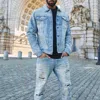 Jordan Craig Bayside Denim Trucker Jacket In Iced Lager In Multi