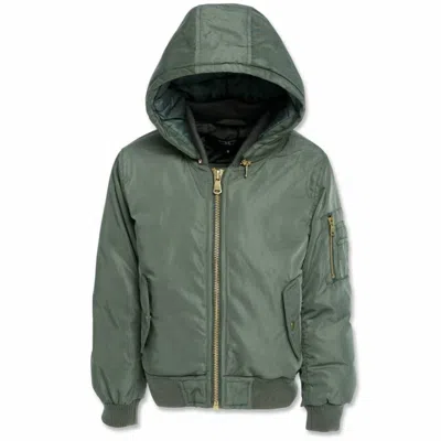 Jordan Craig Kids' Boys Squadron Hooded Bomber Jacket In Sage In Green