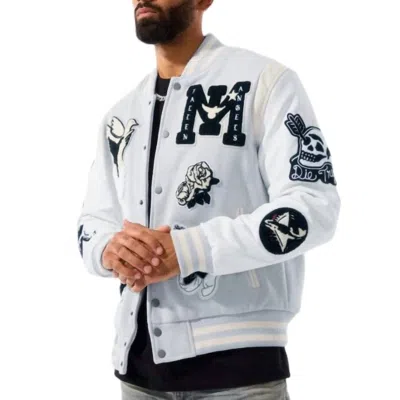 Jordan Craig Fallen Angels Varsity Jacket In Light Grey In Gray