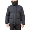 Jordan Craig High Collar Puffer Coat In Black In Blue