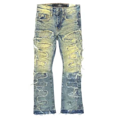 Jordan Craig Kid's Stacked Python Denim Jeans In Vintage In Blue