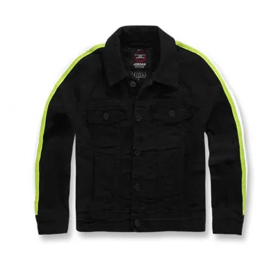 Jordan Craig Kids' Grand Prix Striped Denim Jacket In Black Volt