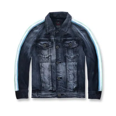 Jordan Craig Kids' Grand Prix Striped Jacket In Midnight Carnival In Blue
