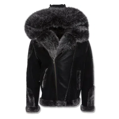 Pre-owned Jordan Craig Men El Jefe Shearling Moto Jackets (new Black)